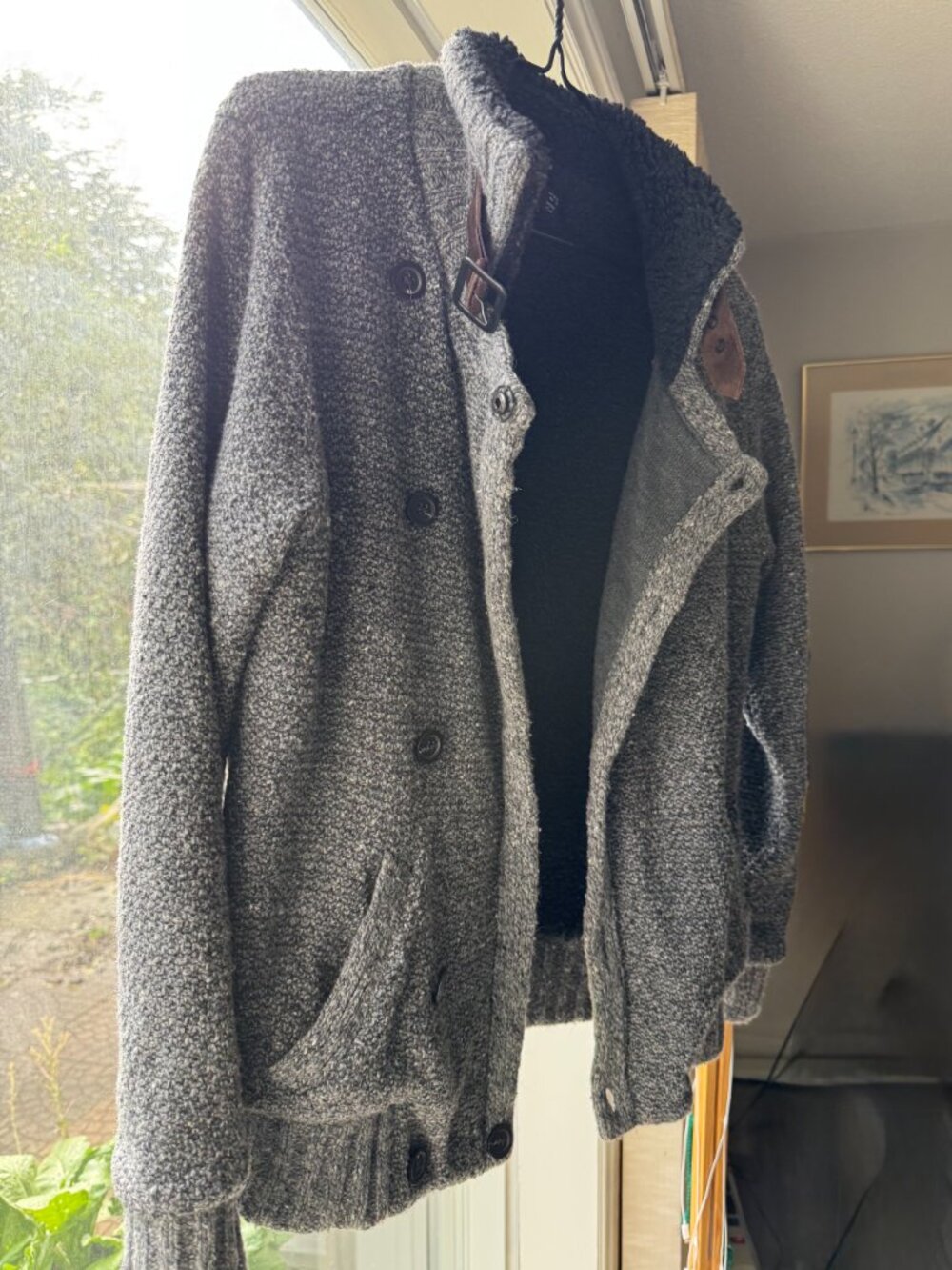 Zara Man Gray Wool-Blend Sherpa-lined Jacket, Size M, Made in Italy - Picture 6 of 8
